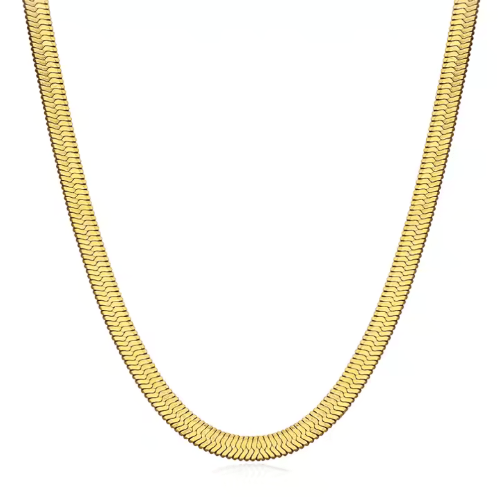 Shiny Gold Tone Snake Necklace Chain For Women