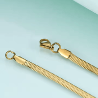 Shiny Gold Tone Snake Necklace Chain For Women
