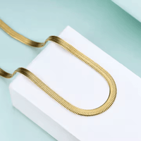 Shiny Gold Tone Snake Necklace Chain For Women