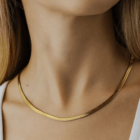 Shiny Gold Tone Snake Necklace Chain For Women