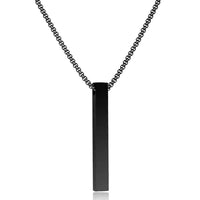 Modern Black Bar Pendant Chain Necklace For Men