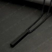 Modern Black Bar Pendant Chain Necklace For Men