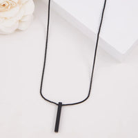 Modern Black Bar Pendant Chain Necklace For Men