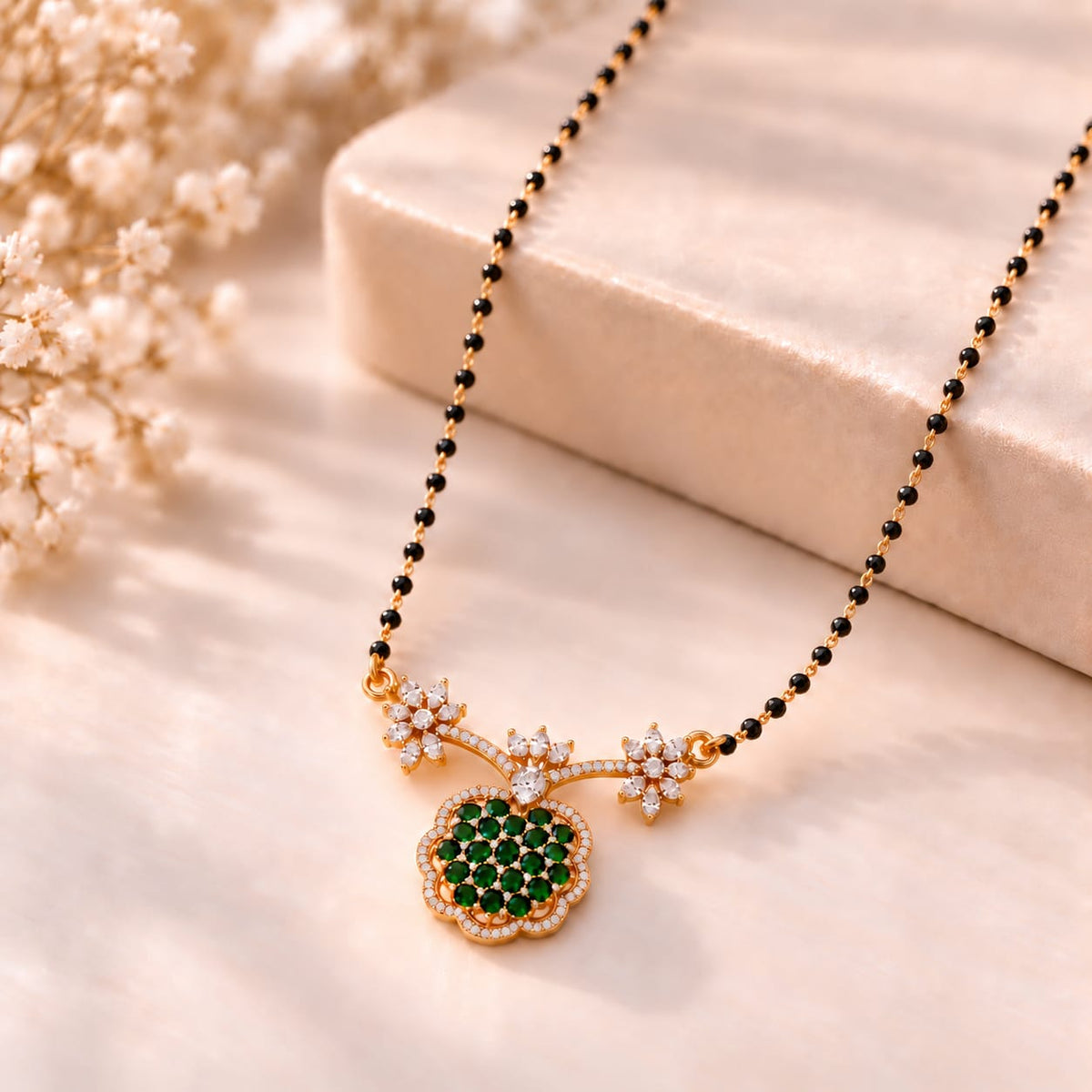 Royal Crystal Black Bead Mangalsutra