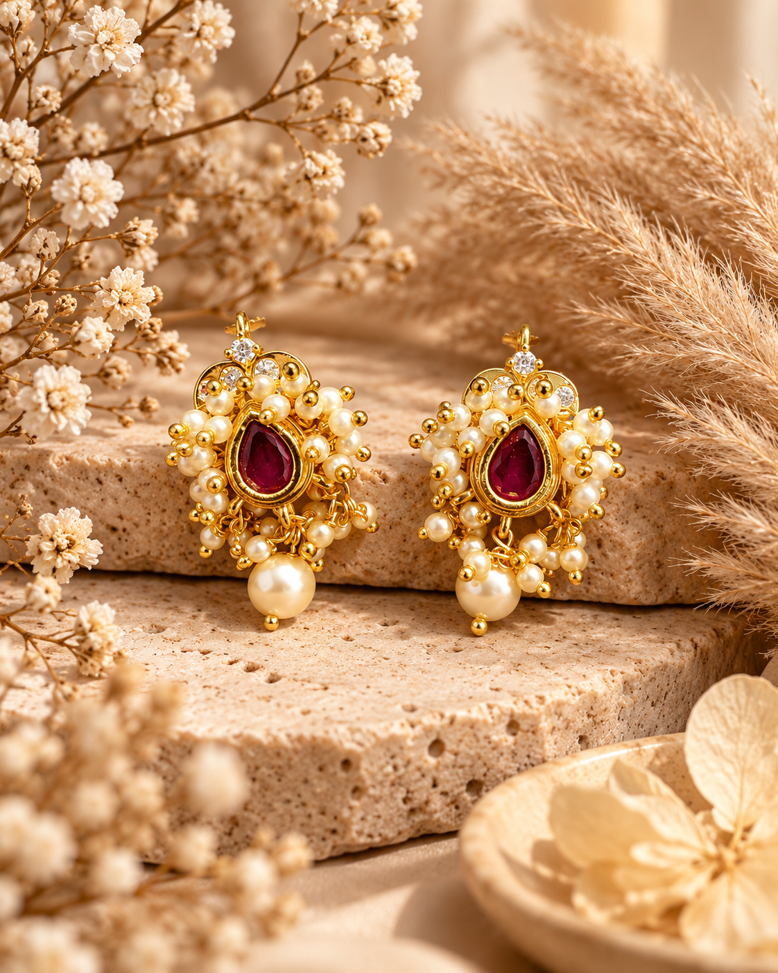 Elegant Pearl Stud Earrings