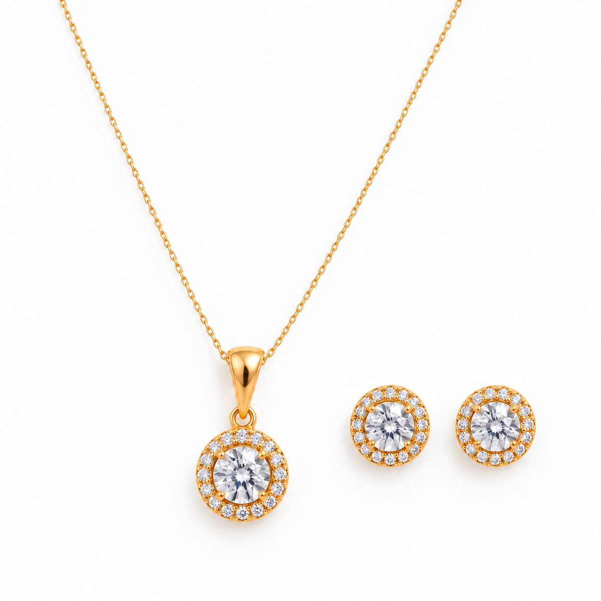 Sparkling Zircon Solitaire Pendant Set