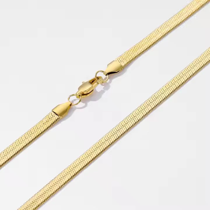 Smooth Gold Finish Snake Chain Necklace for Men