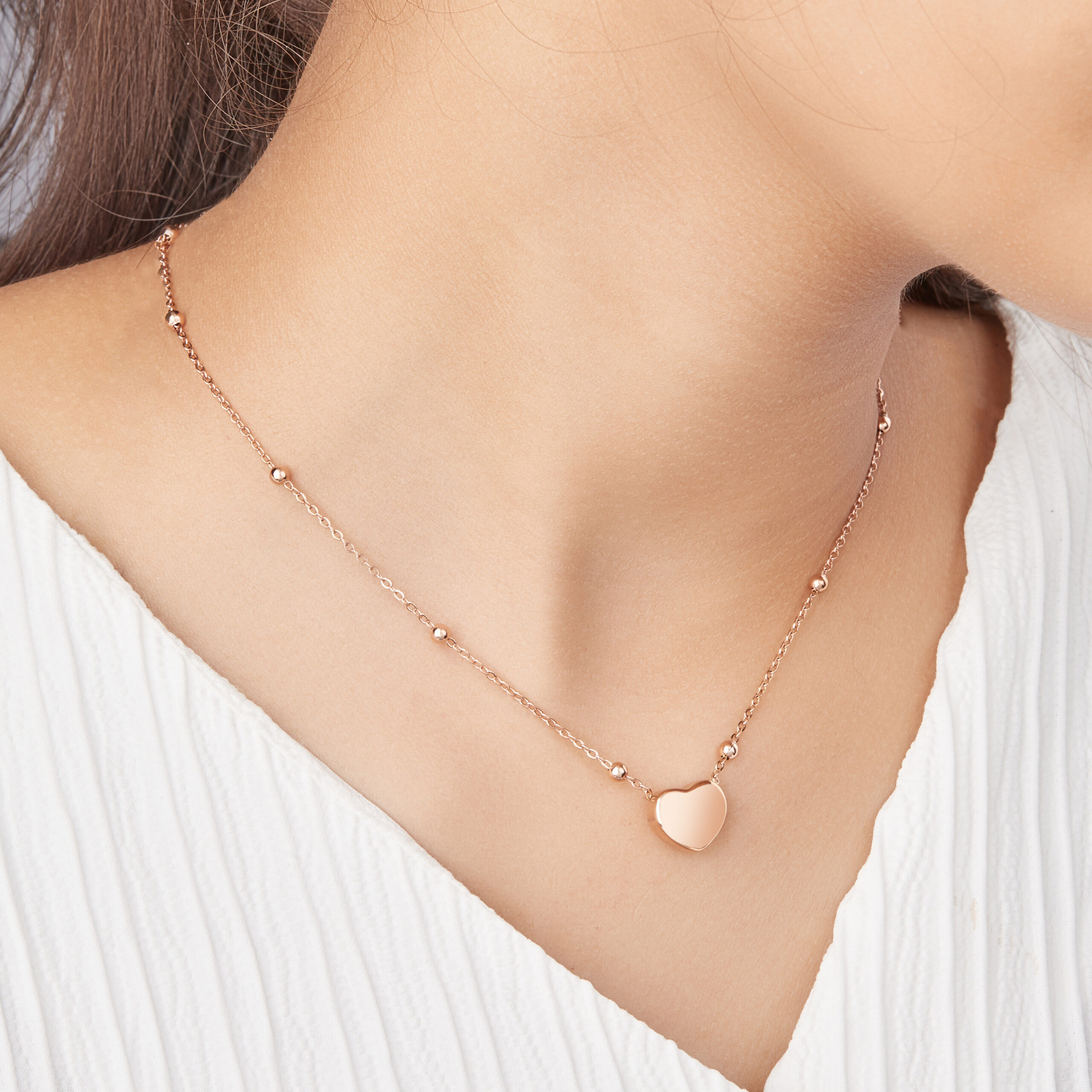 Minimal Rose Gold-Tone Heart Shaped Necklace