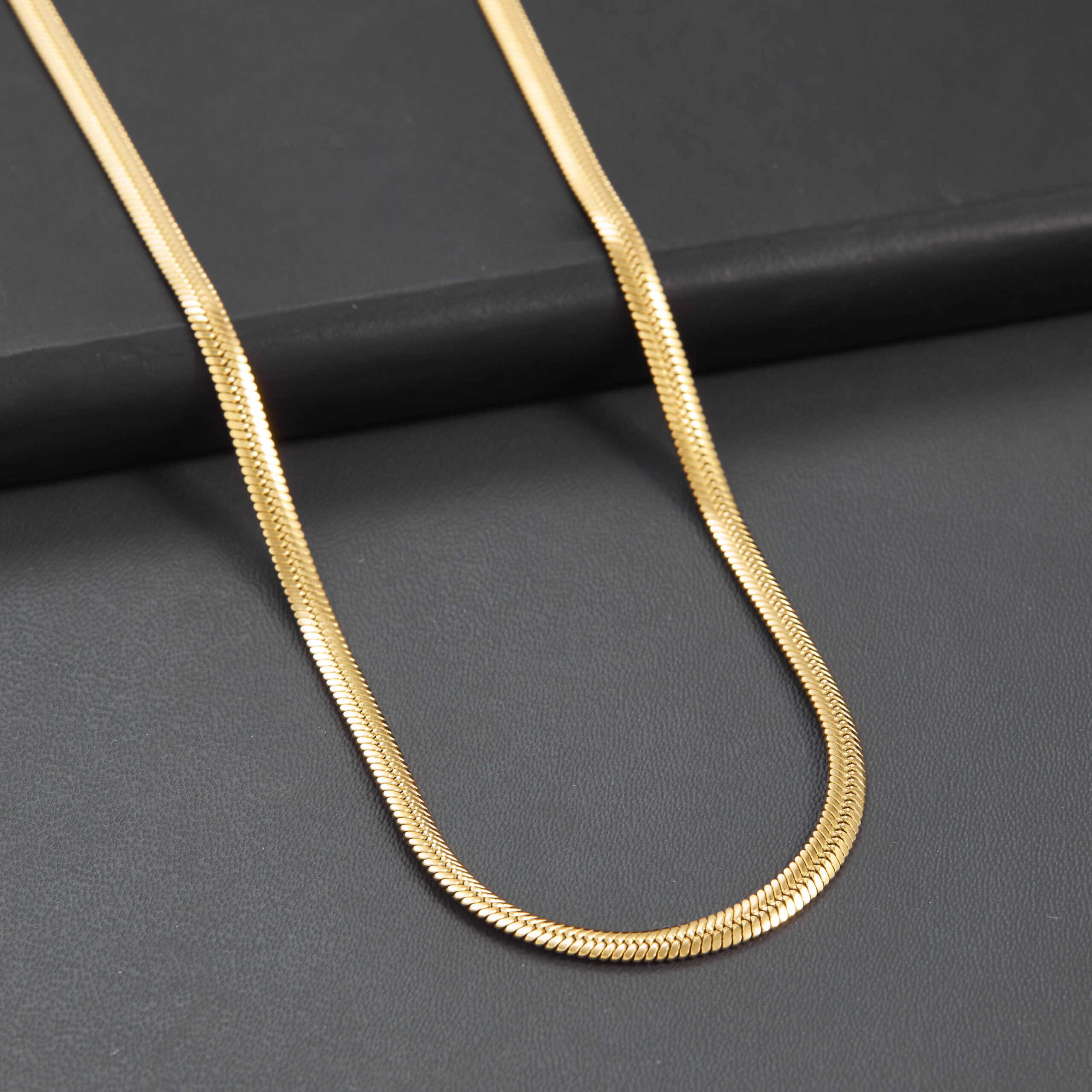 Smooth Gold Finish Snake Chain Necklace for Men