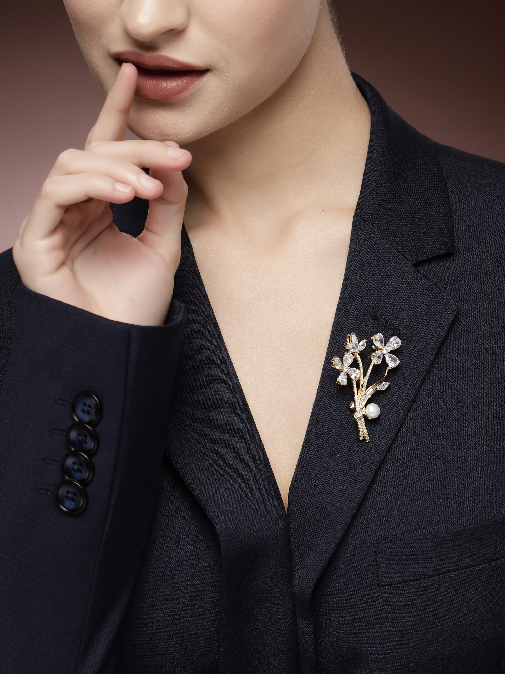 Exquisite Zircon-Studded Brooch