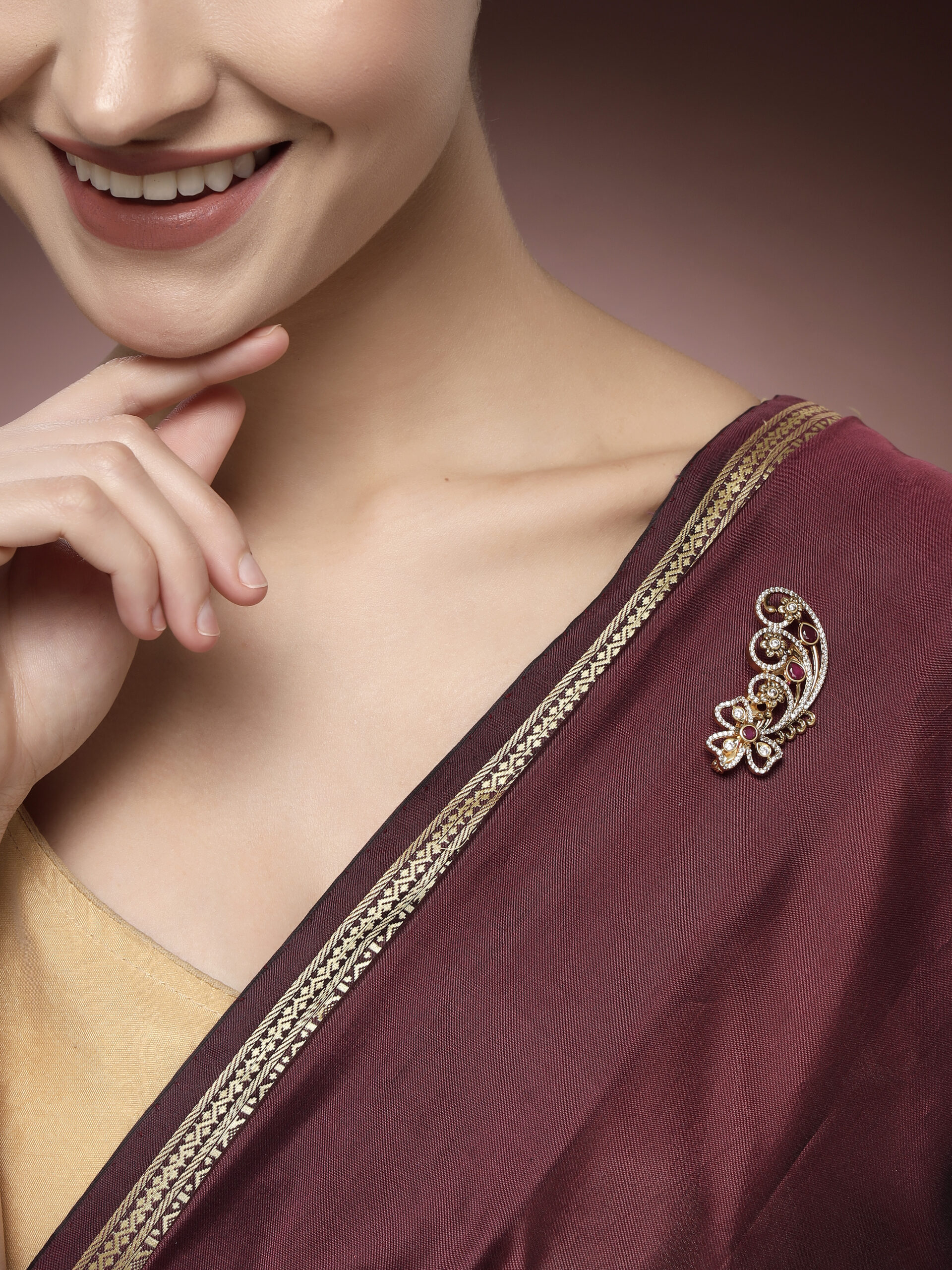 Regal Ruby & Zircon Traditional Brooch