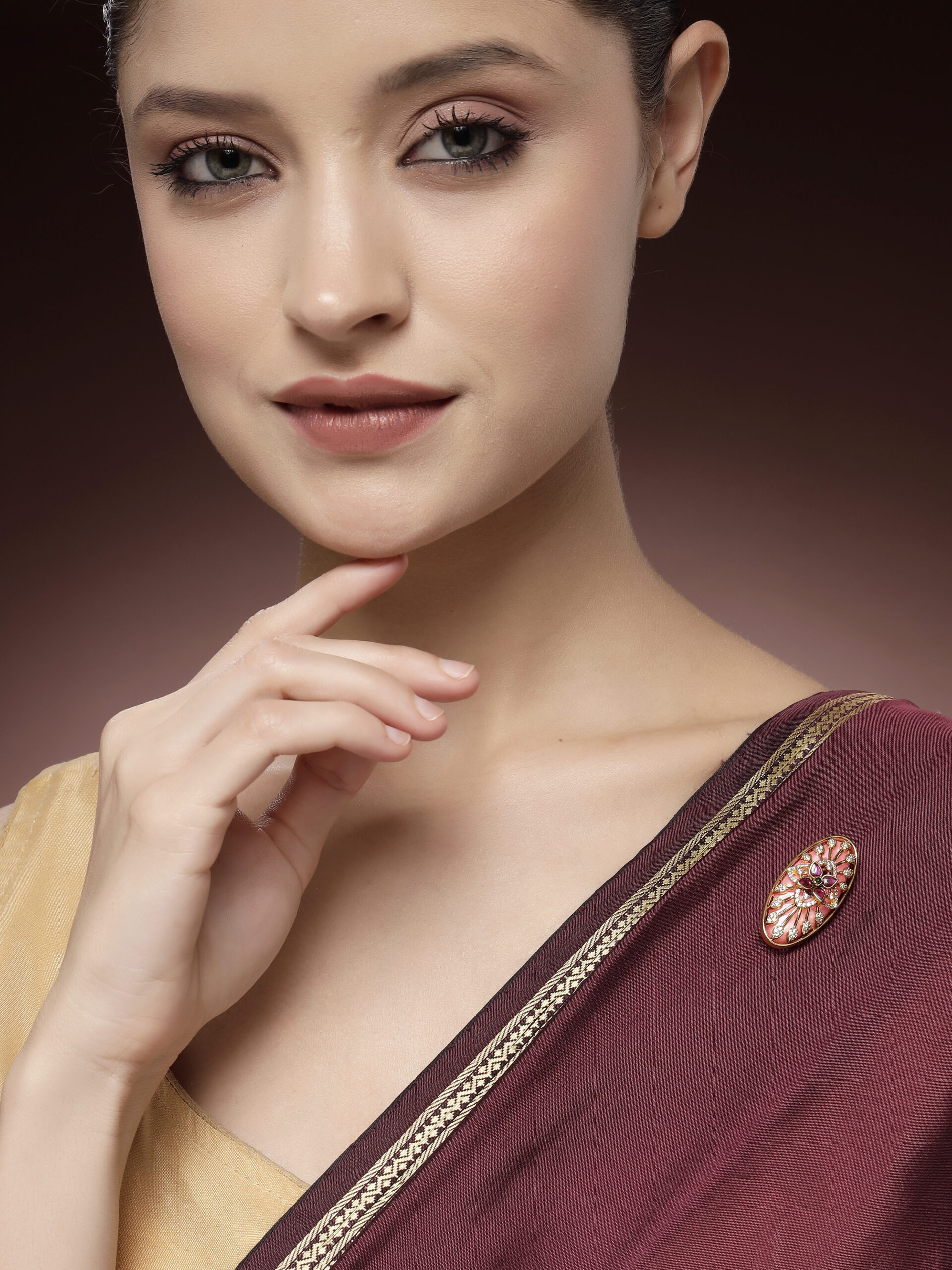 Regal Ruby & Zircon Traditional Brooch