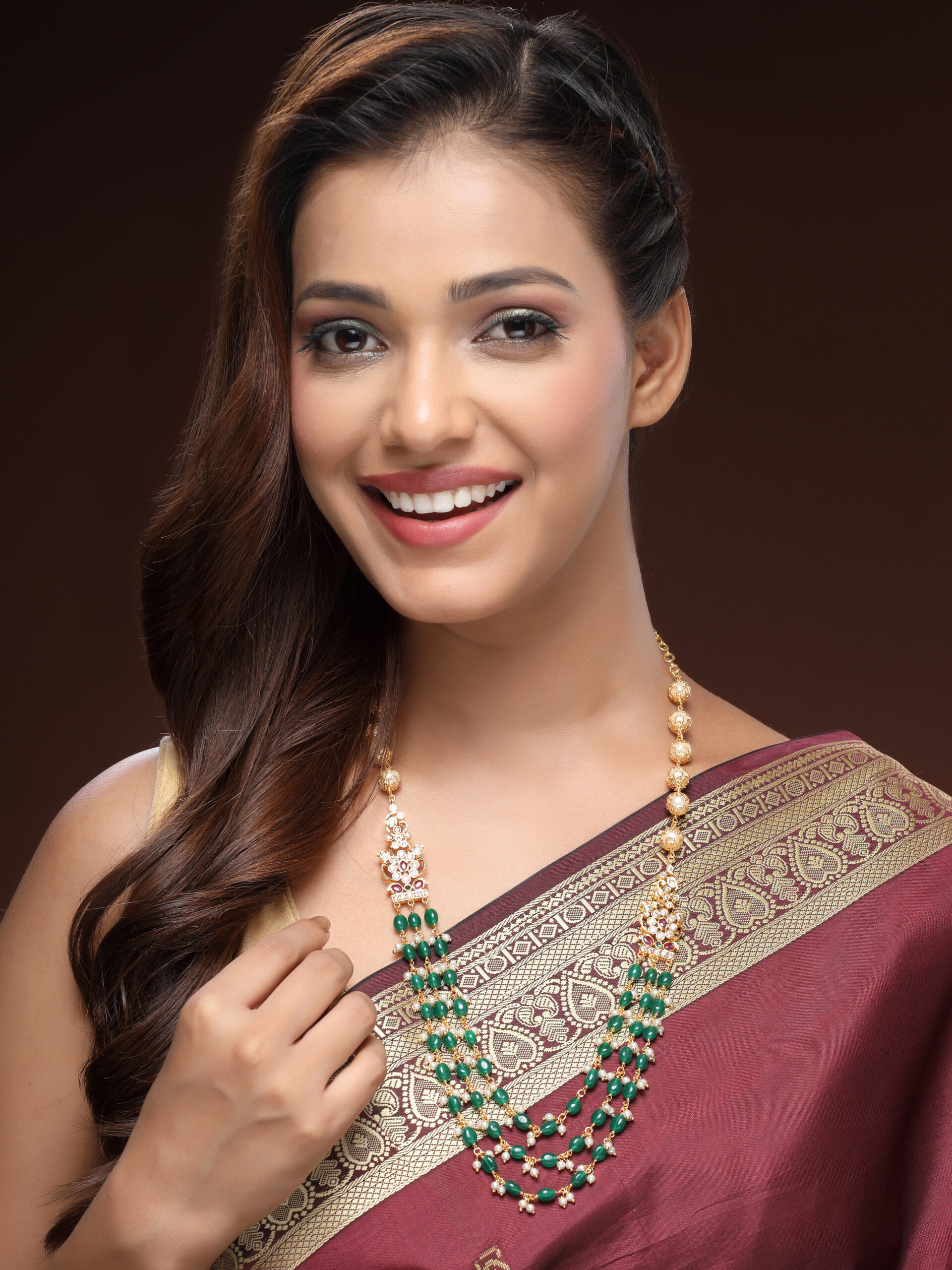 Luxurious Ruby & Emerald Bead Necklace