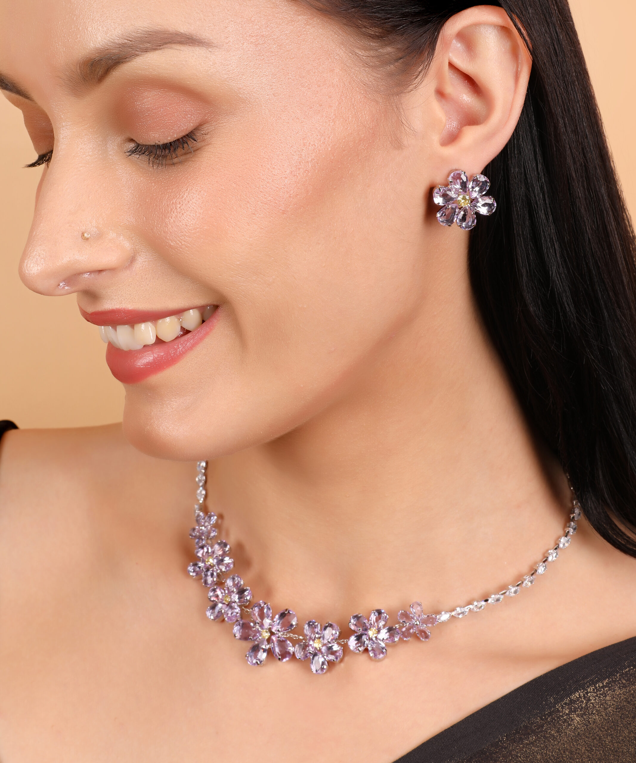 The Brilliance of Perfection — Premium Zircon Necklace | Purple