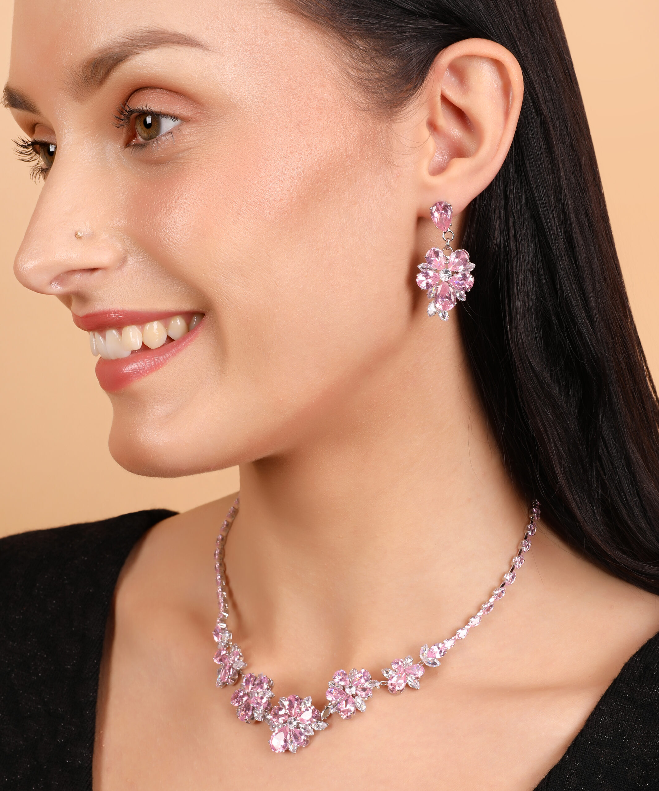The Brilliance of Perfection — Premium Zircon Necklace | Pink