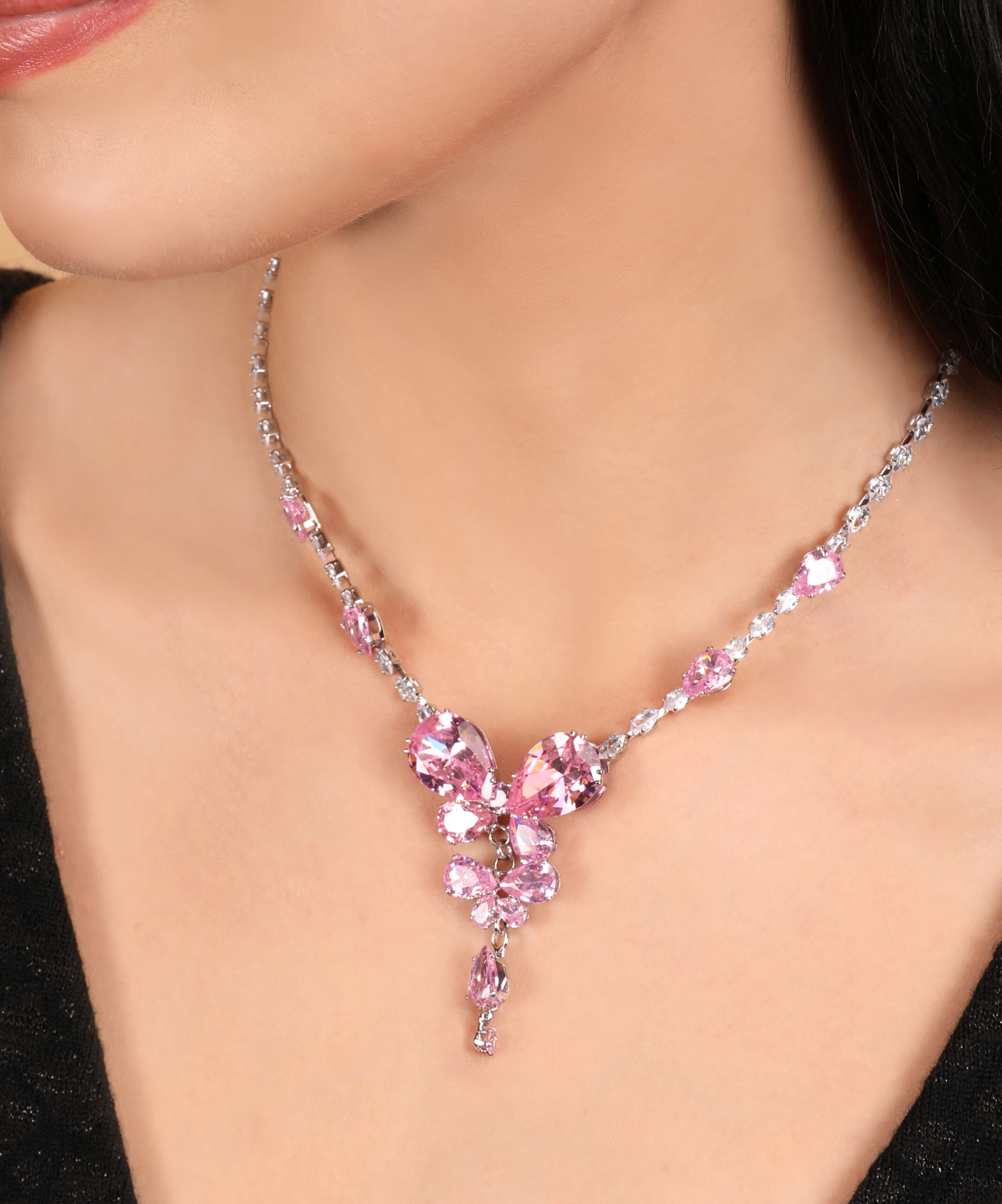 The Brilliance of Perfection — Premium Zircon Necklace | Pink