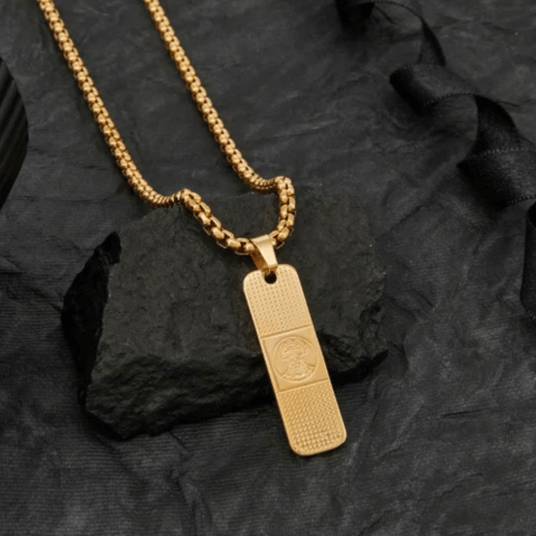 Dotted Pattern Hanuman Pendant Gold-Plated Necklace Chain For Men