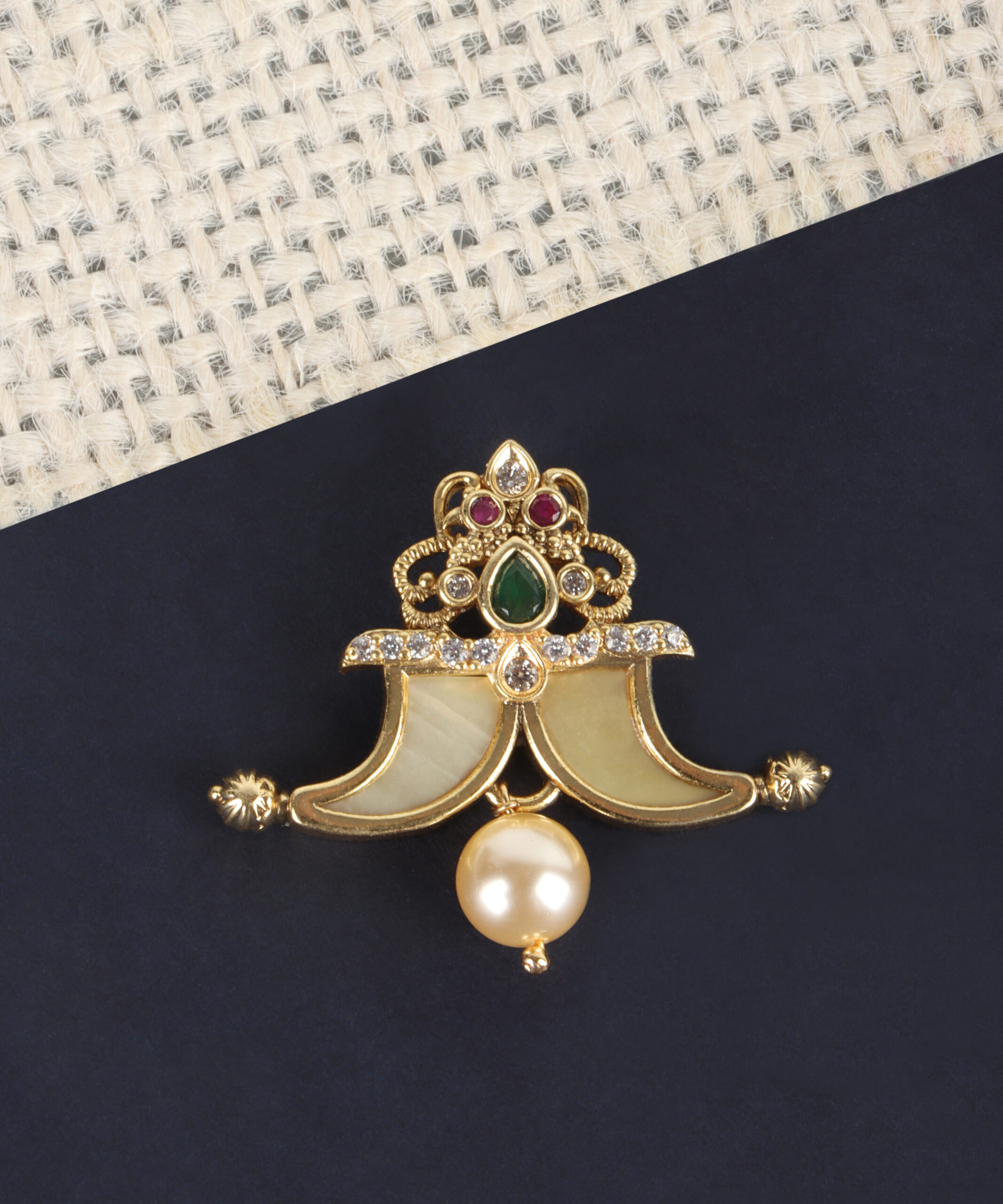 Premium Designer Pendant in Ruby, Emerald & Zircon