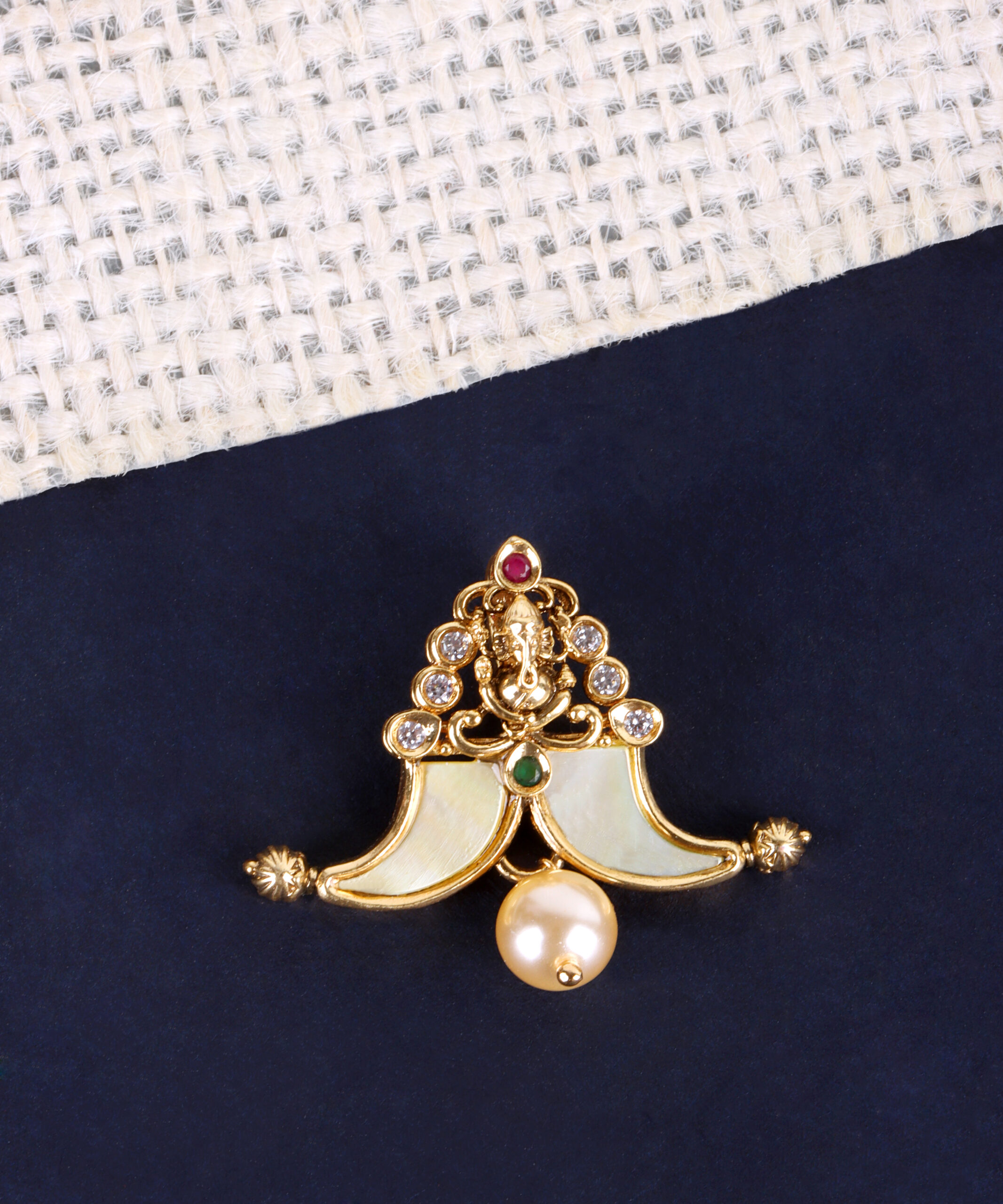 Premium Designer Pendant in Ruby, Emerald & Zircon