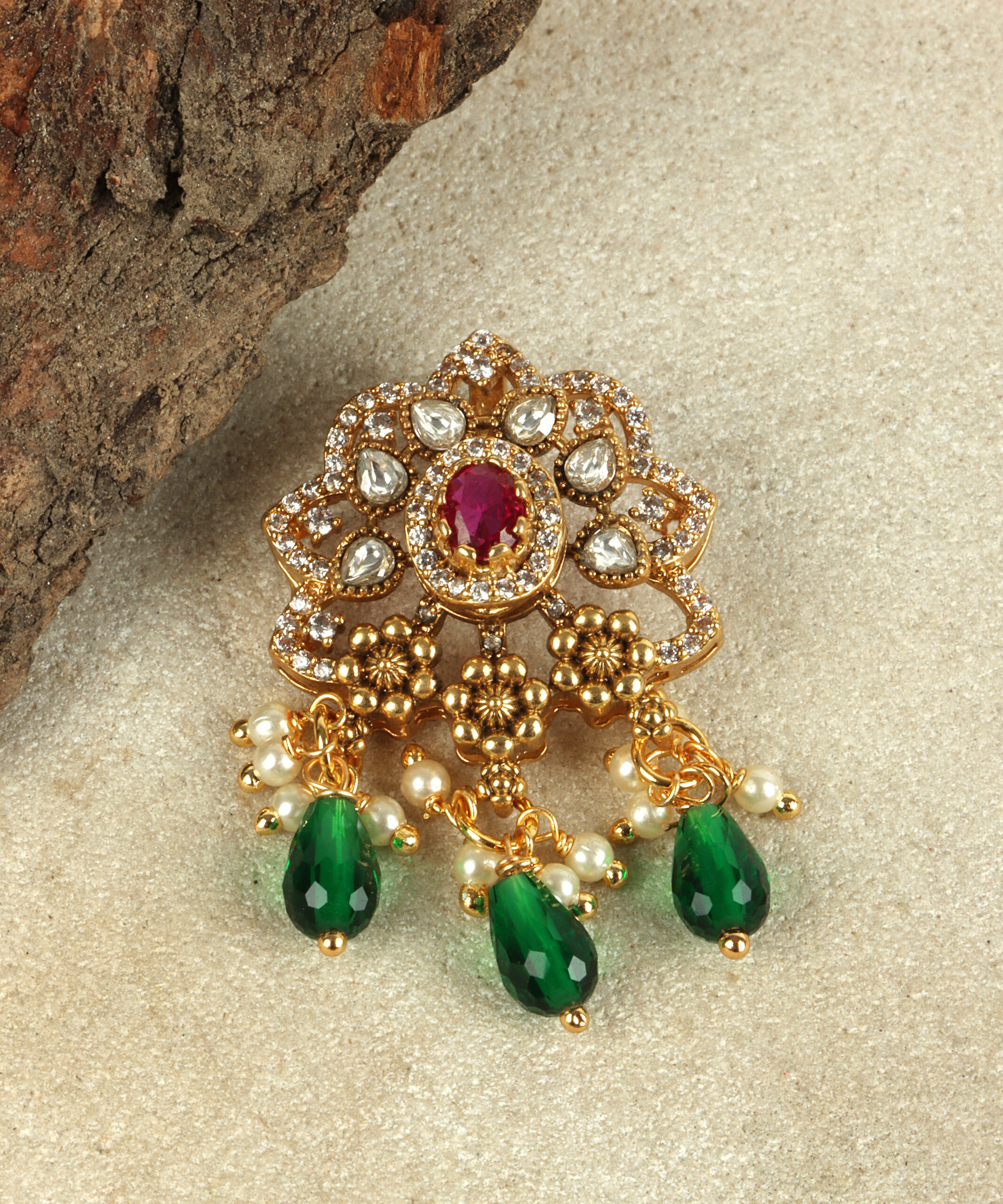 Premium Trio-Stone High Gold Jewelry Pendant